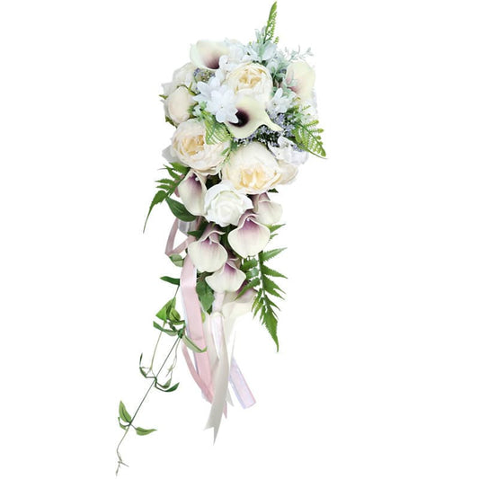 NEW Artificial Flowers Romantic Wedding Bride Ribbon Flower Bouquet