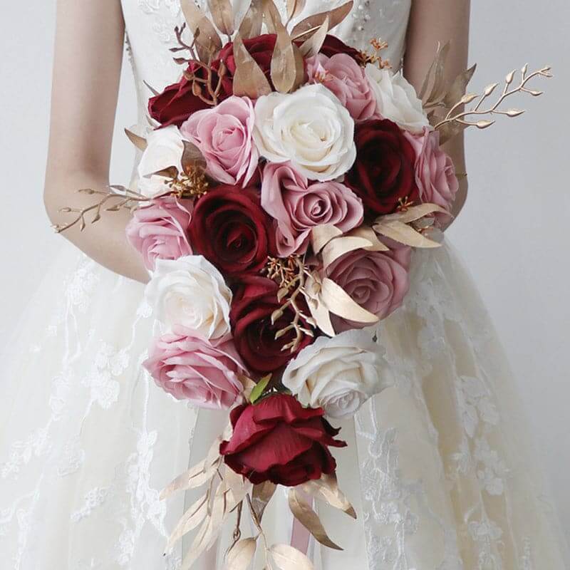 Stella Bouquets Bridal Bouquet Wedding Artificial Flowers Red And Gold Decoration Holder Bridal Flower For Brides