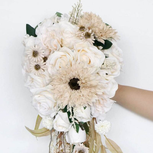 Stella Bouquets Artificial Wedding Flower Cream White Flower Bouquet Romantic Luxury Bridal Wedding Decoration Daisy Rose Flower