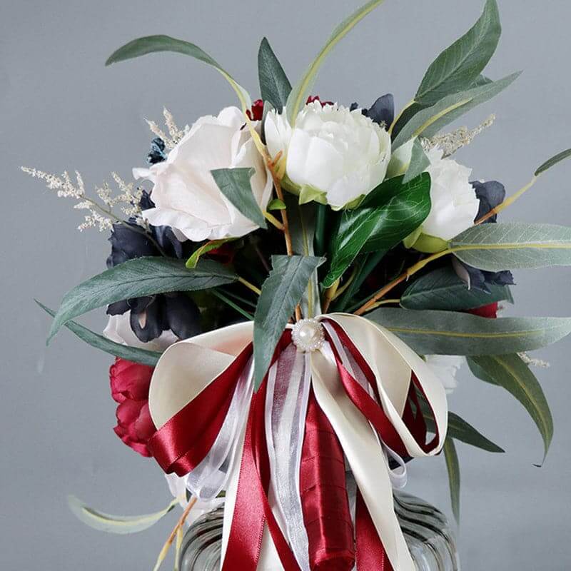 Stella Bouquets Waterfall Flowers Bunch for Wedding Bridal Bouquet Artificial Rose Flowers with Ribbons for Decorations