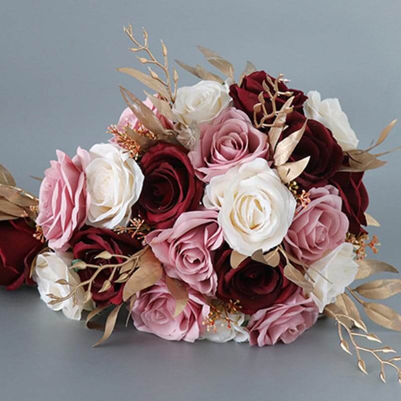 Stella Bouquets Bridal Bouquet Wedding Artificial Flowers Red And Gold Decoration Holder Bridal Flower For Brides