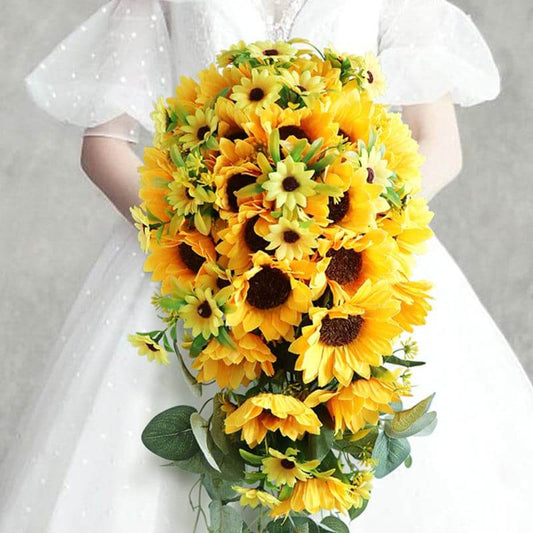 Stella Bouquets Artificial Flowers Silk Plastic Artificial Sunflowers Bridal Wedding Bouquet for Party Wedding Decoration