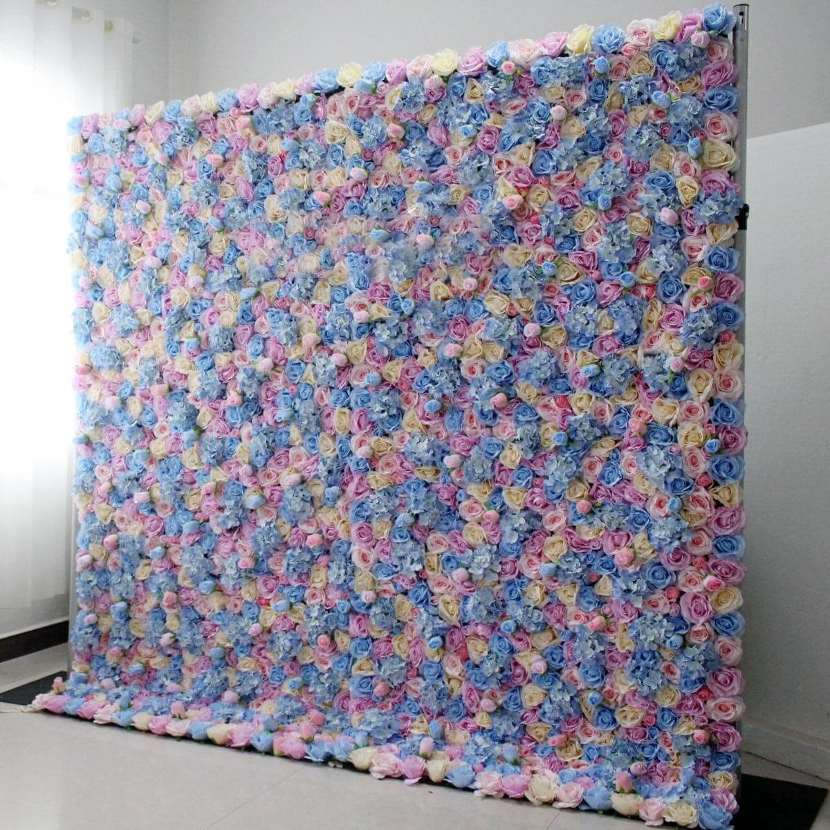 New style White Decorative Backdrop Ceiling Panel Indoor Colorful Artificial Faux Flower Wall for Event Decoration