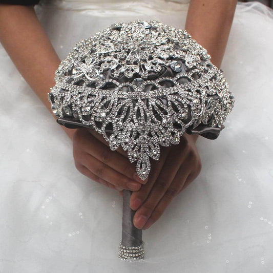 Luxury Artificial Diamond Wedding Bouquet Full Hand-Made Bride Bridesmaid Rose Flower Bouquet Wedding Decoration