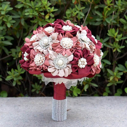 Romantic Wedding Flower Decor Bridal Rhinestone Satin Hand Holding Bouquet
