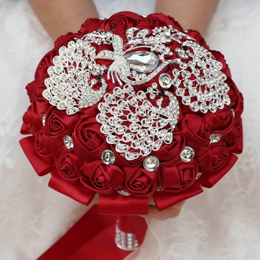 Wedding Flower Bride Hand  Flowers Luxurious Artificial Bouquets For Bridal With Diamonds