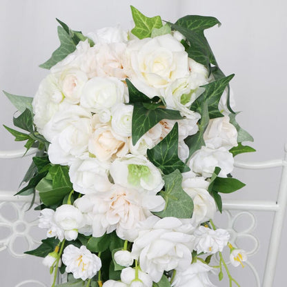 White Rose Rattan Vine Decorative Artificial Flowers Wall Hanging Decorative Flowers