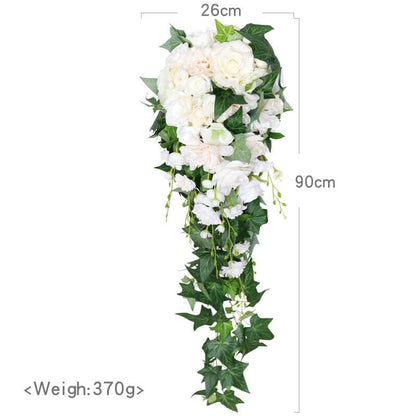 White Rose Rattan Vine Decorative Artificial Flowers Wall Hanging Decorative Flowers