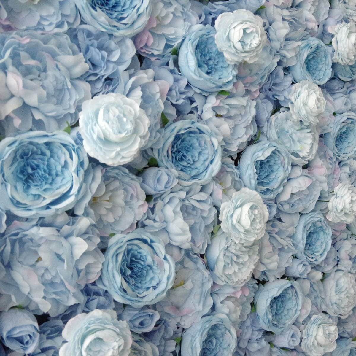 3D Roll Up Artificial Flower Wall Wedding Artificial Silk Flower Wall Backdrop White Blue Fabric Flower Wall