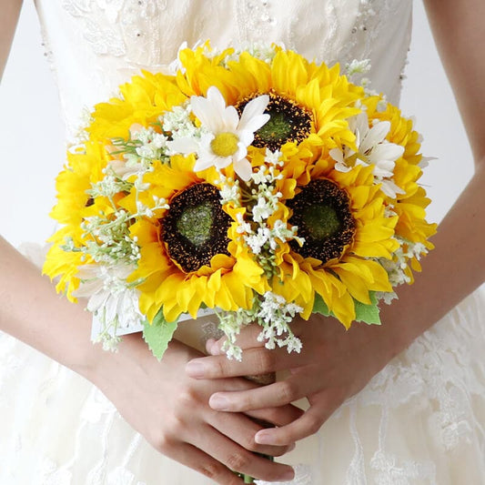 Wedding Bridal Bouquet Artificial Sunflower For Home Decor