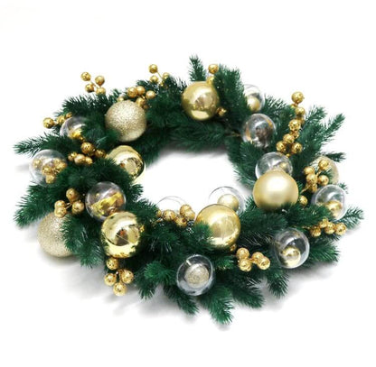 Christmas Wreath With Plastic Balls Decoration And Ribbon Christmas Wreaths PE Wreath