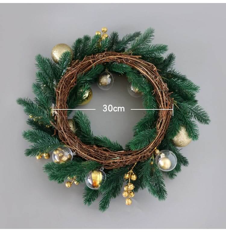 Christmas Wreath With Plastic Balls Decoration And Ribbon Christmas Wreaths PE Wreath