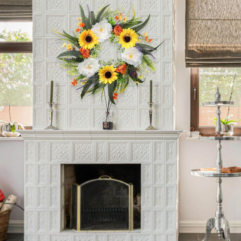 Spring Wreath Fall Decor Wreath for Front Door Sunflower Autumn Door Wreath for Front Porch Farmhouse Home Decor