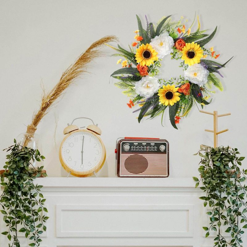 Spring Wreath Fall Decor Wreath for Front Door Sunflower Autumn Door Wreath for Front Porch Farmhouse Home Decor