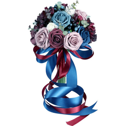 Artificial Wedding Bridal Bouquet for Bride Burgundy And Navy Blue Bridal Bouquet