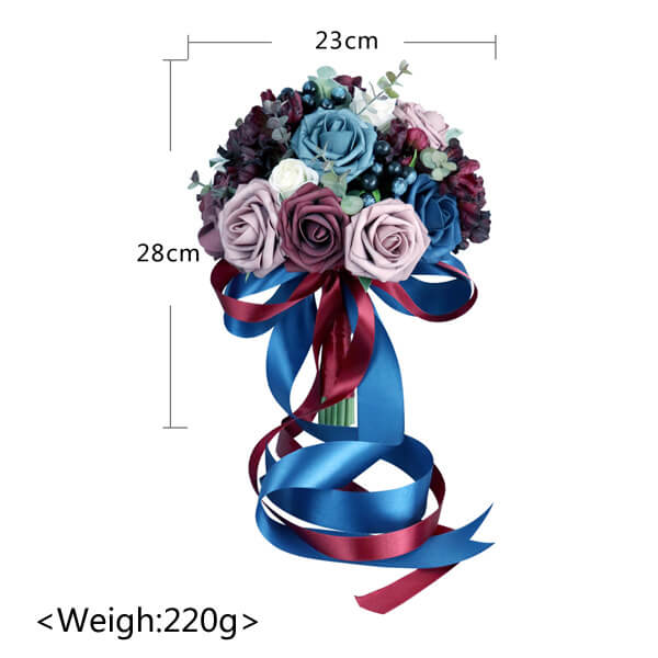 Artificial Wedding Bridal Bouquet for Bride Burgundy And Navy Blue Bridal Bouquet