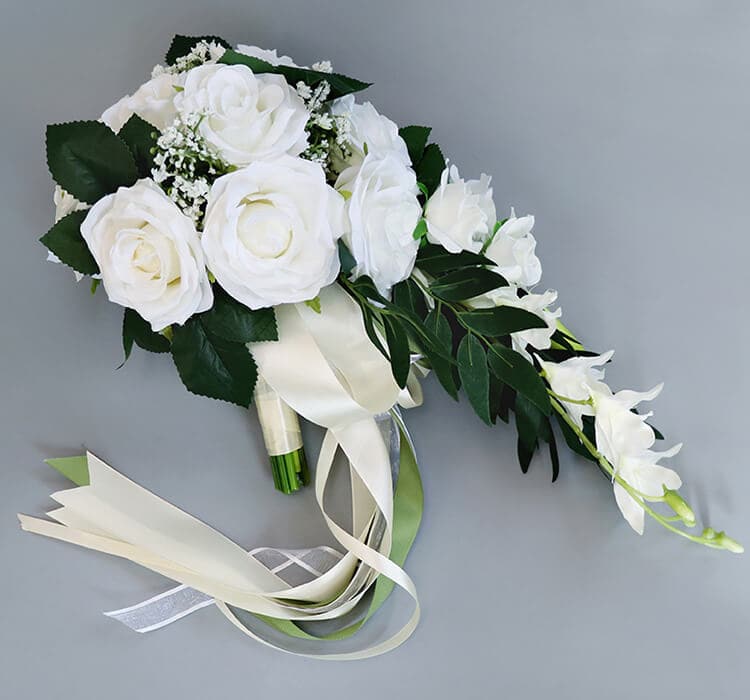 Stella Bouquets Customized Wedding Bride Water Drop Holding Flower European Style Fresh White Simulation Rose Bouquet Multi Color