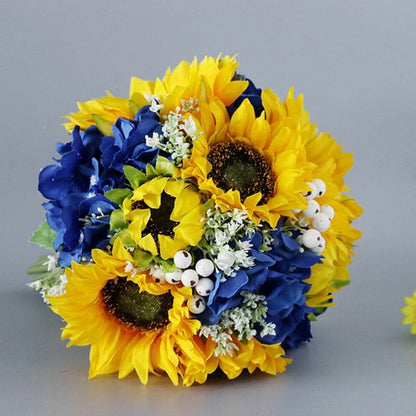 Stella Bouquets Artificial Sunflower Yellow Flower Bouquet Silk Sun Flower Head Artificial Sunflowers