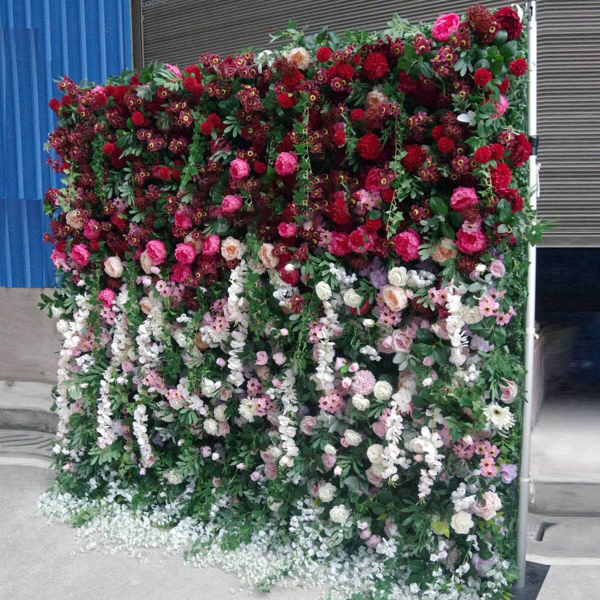 5D Roll Flower Wall Wedding Decoration White Rose Greenery Roll up Flowers Panels Flower Wall