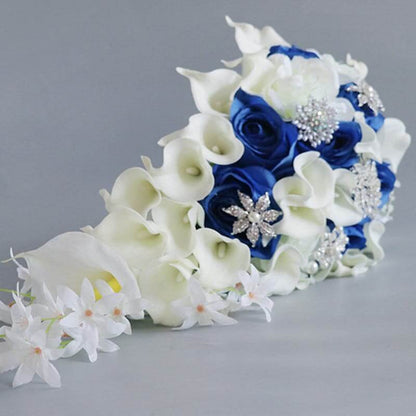 High Quality Simulation Water Drops Holding Wedding Bridal Hand Flower Bouquet