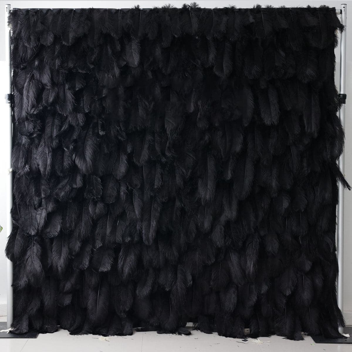 For Event Fabric Black Feather Arrangement Customize Special Silk Roll Up Flower Wall Artificial Wedding Decor