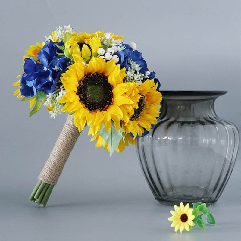 Stella Bouquets Artificial Sunflower Yellow Flower Bouquet Silk Sun Flower Head Artificial Sunflowers