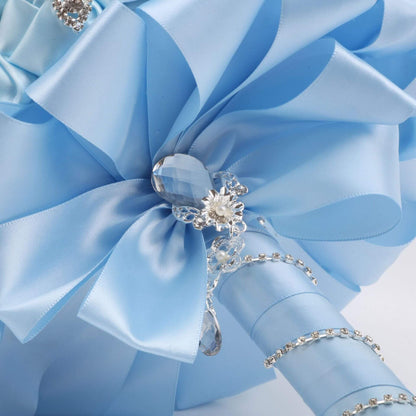 Hot Sale Wedding Bridal Bouquet With Rhinestone Ribbon Rose DIY Wedding Simulation Bouquet