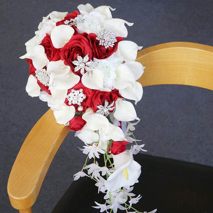 High Quality Simulation Water Drops Holding Wedding Bridal Hand Flower Bouquet