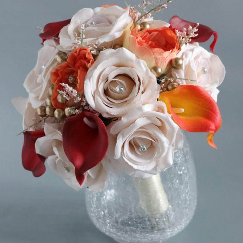 Wedding Bride Holding Flowers Wedding Photography Home Decoration Bouquet Bridesmaid Gift Rustic Blooming Rose Bouquet