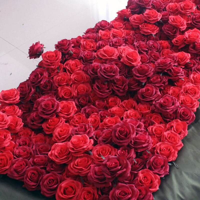 3D Roll Up Artificial Silk Peony and Rose Flowers Wall Backdrop Panel Wedding Decoration Artificial Flowers Wall