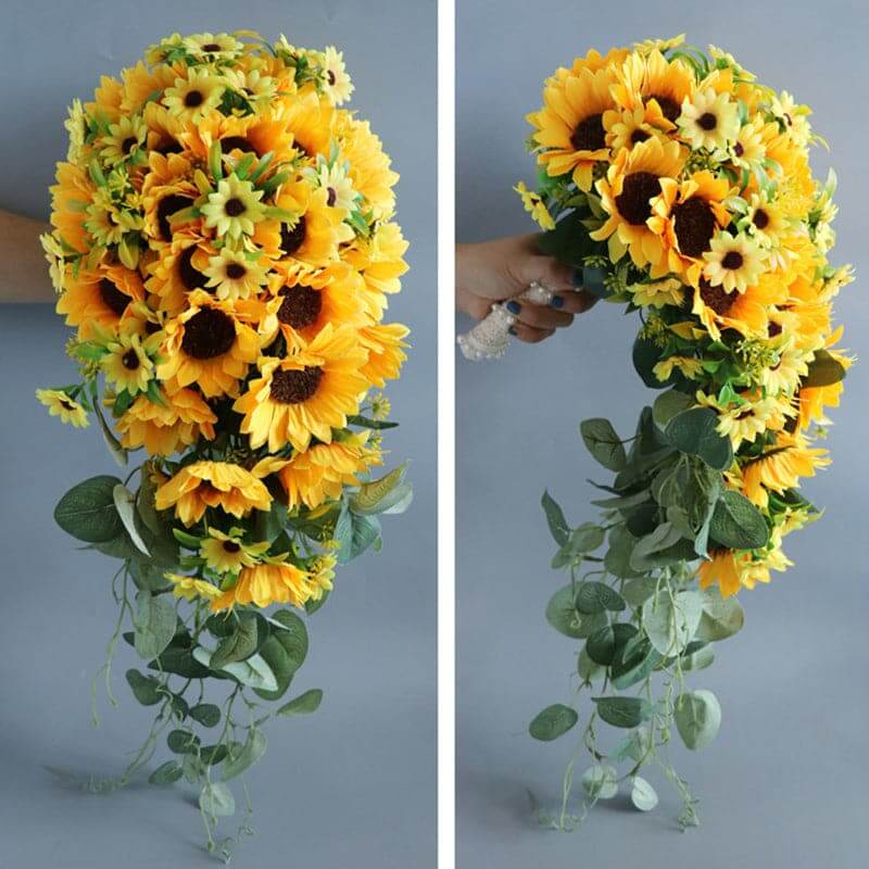 Stella Bouquets Artificial Flowers Silk Plastic Artificial Sunflowers Bridal Wedding Bouquet for Party Wedding Decoration