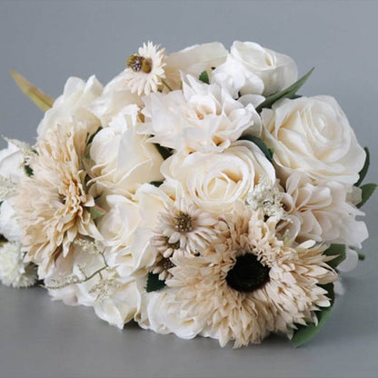 Stella Bouquets Artificial Wedding Flower Cream White Flower Bouquet Romantic Luxury Bridal Wedding Decoration Daisy Rose Flower