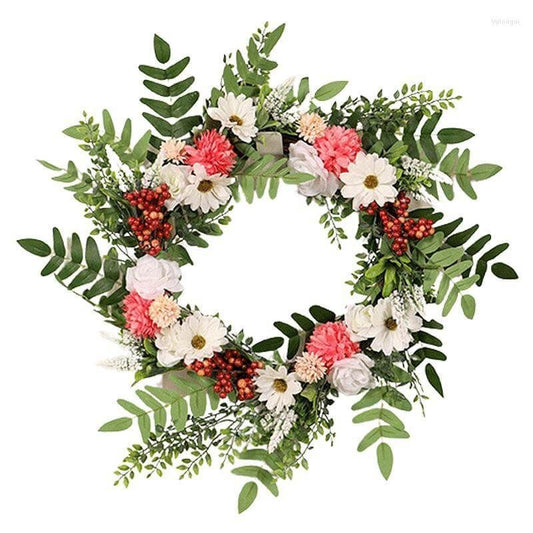 Spring Summer Wreath for Front Door Artificial Door Wreaths