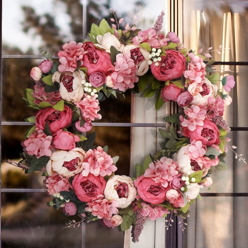 Artficial Flower Peony Wreaths for Front Door Spring Wreaths Front Door Wreaths Summer Wreaths