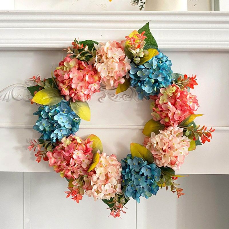 Artificial Hydrangea Wreath for Front Door Outside, Wedding Decorations with Hydrangea