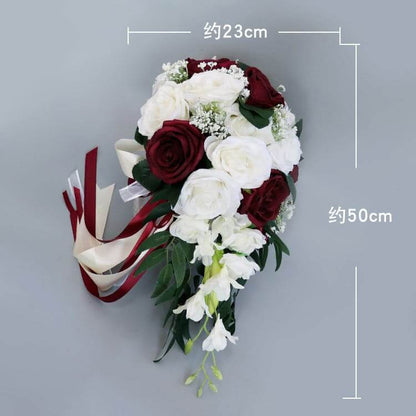 Stella Bouquets Customized Wedding Bride Water Drop Holding Flower European Style Fresh White Simulation Rose Bouquet Multi Color