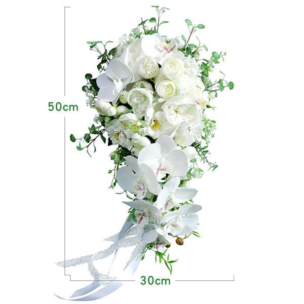 Stella Bouquets Custom Design Water Drop Shape Bridal Orchid Bouquet White Wedding Bouquet