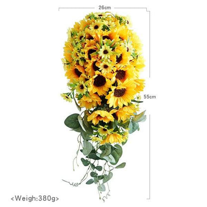 Stella Bouquets Artificial Flowers Silk Plastic Artificial Sunflowers Bridal Wedding Bouquet for Party Wedding Decoration