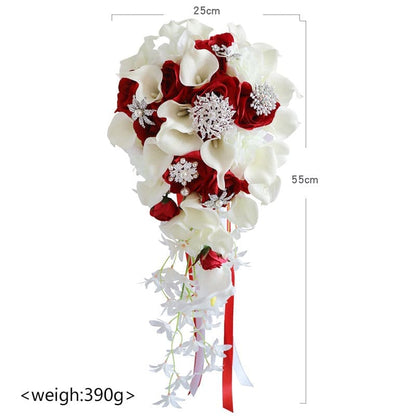 High Quality Simulation Water Drops Holding Wedding Bridal Hand Flower Bouquet