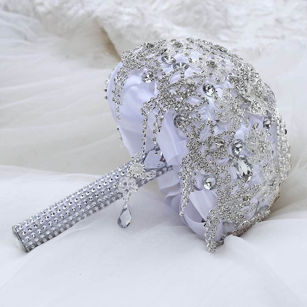 Wedding Decoration Bouquets Crystal Pearl Roses Bridal Bridesmaid Hand Bouquet Decorative Artificial Flowers