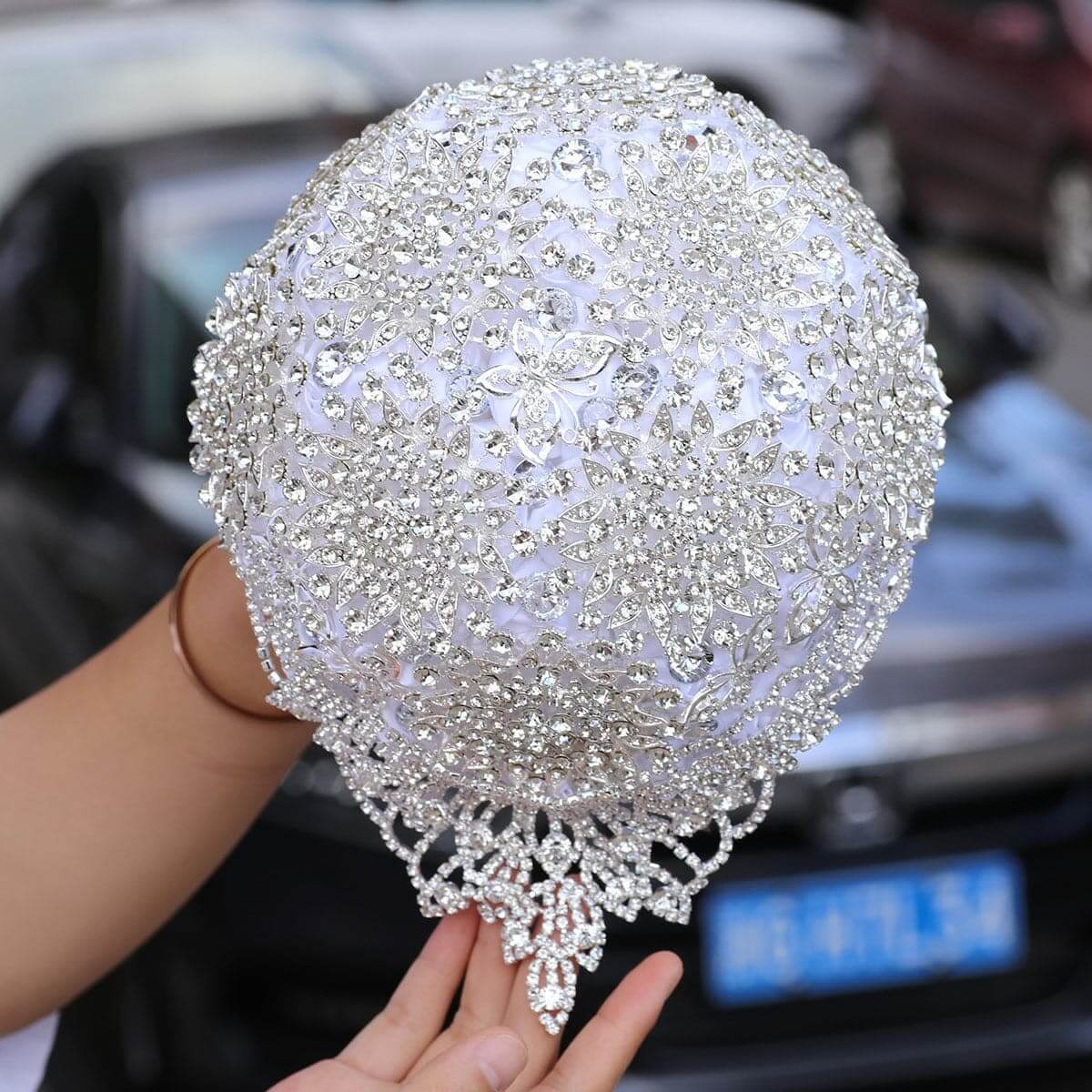 Luxury Artificial Diamond Wedding Bouquet Full Hand-Made Bride Bridesmaid Rose Flower Bouquet Wedding Decoration