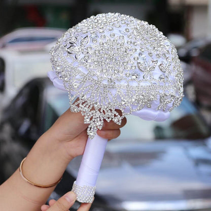 Luxury Artificial Diamond Wedding Bouquet Full Hand-Made Bride Bridesmaid Rose Flower Bouquet Wedding Decoration