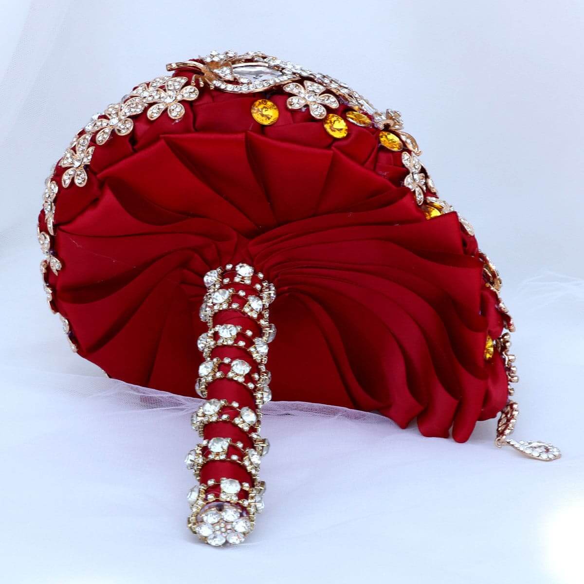 Wedding Decoration Bouquets Crystal Pearl Silk Roses Bridal Bridesmaid Hand Bouquet Decorative Artificial Flowers