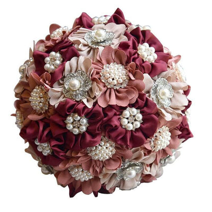 Romantic Wedding Flower Decor Bridal Rhinestone Satin Hand Holding Bouquet