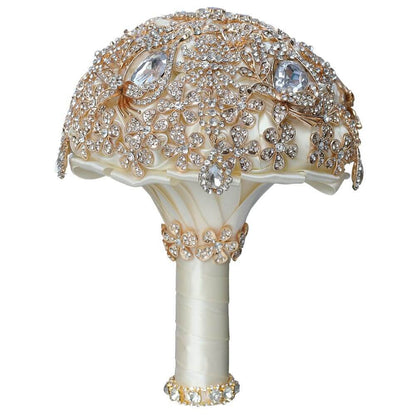 Champagne Bridal Holding Rhinestone bouquet Luxury Round Wedding Bouquets