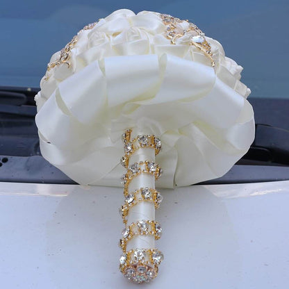 Wedding Decoration Bouquets Crystal Pearl Roses Bridal Bridesmaid Hand Bouquet