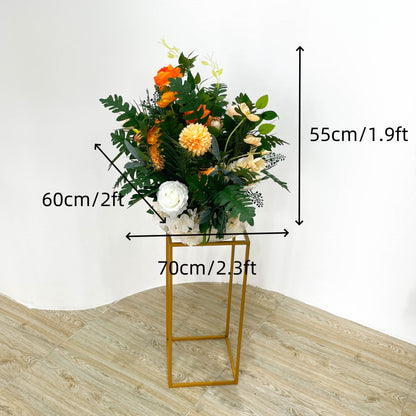 Orange White Rose Wedding Backdrop Decor Table Centerpieces Flower Ball Arrangement Event Floor Floral