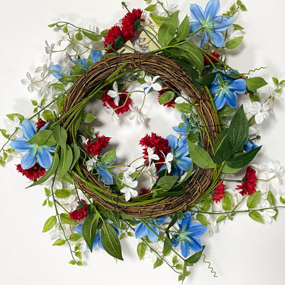 Independence Day Artificial flower Red White and Blue Wreath Hanging Decorations Holiday Wreath