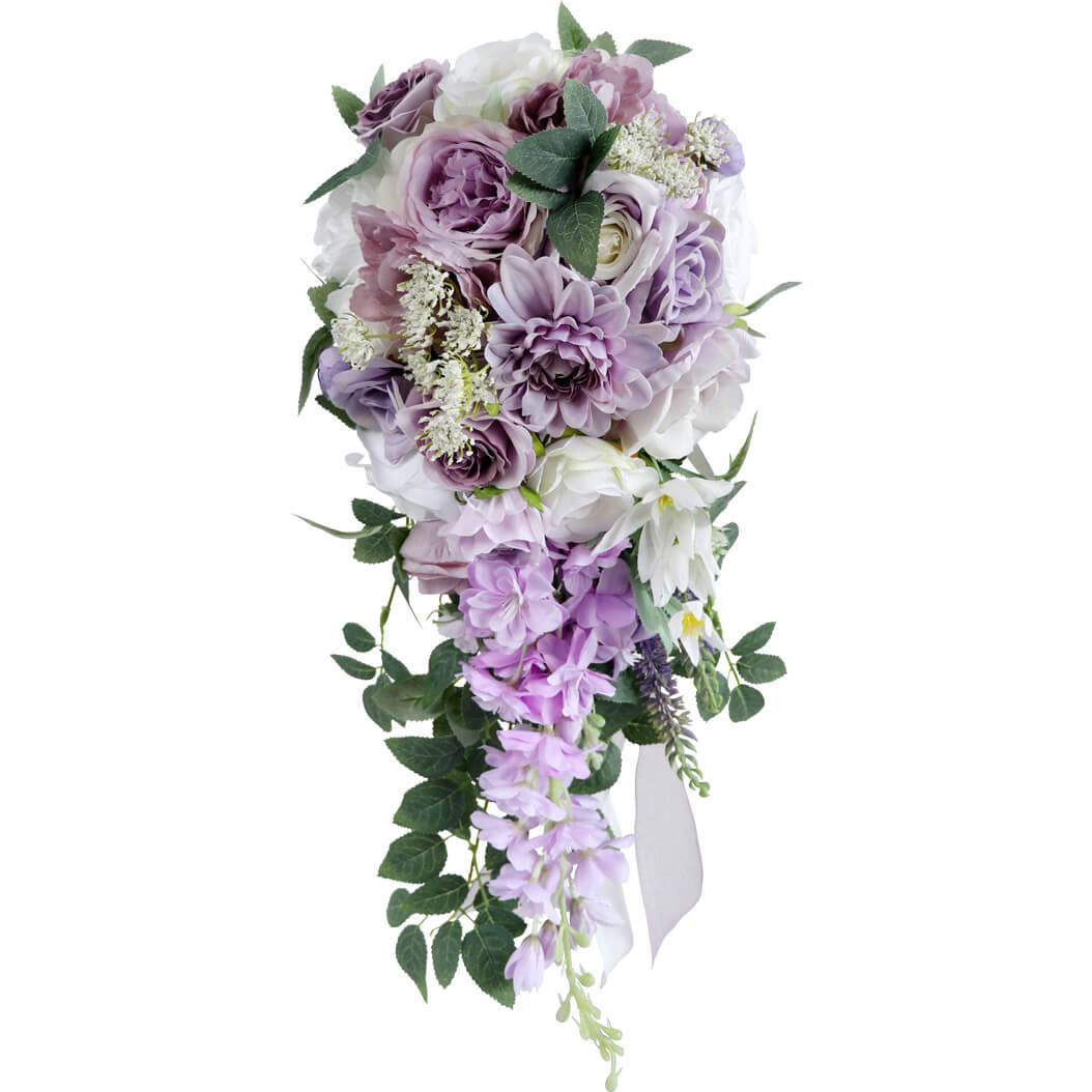 Purple Wedding Bouquets for Bride Bridesmaid Artificial Roses Flowers Lilac Bridal Bouquet