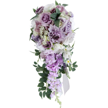 Purple Wedding Bouquets for Bride Bridesmaid Artificial Roses Flowers Lilac Bridal Bouquet